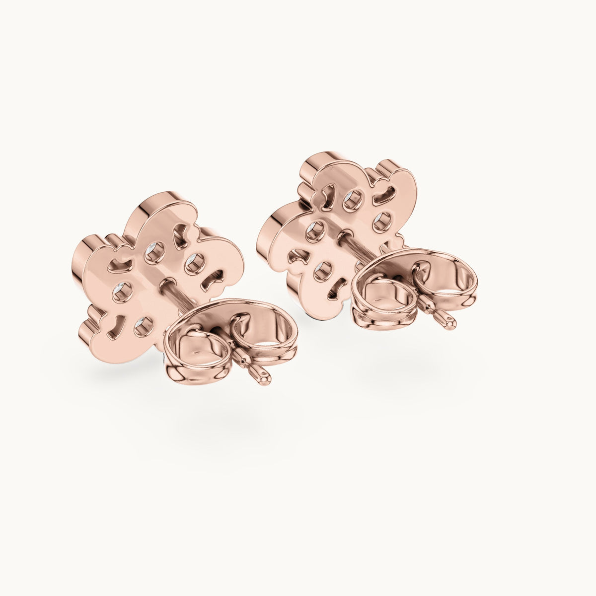 Round lab-grown diamond swirl flower cluster stud earrings in rose gold, 0.49 CT TW, view 3