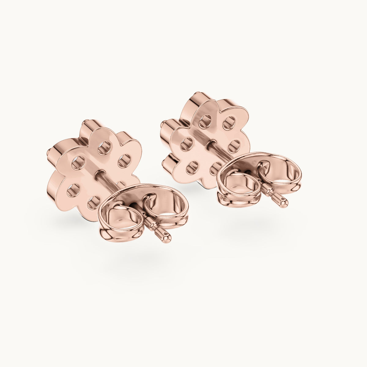 Round lab-grown diamond six-petal flower cluster stud earrings in rose gold, 0.58 CT TW, view 3