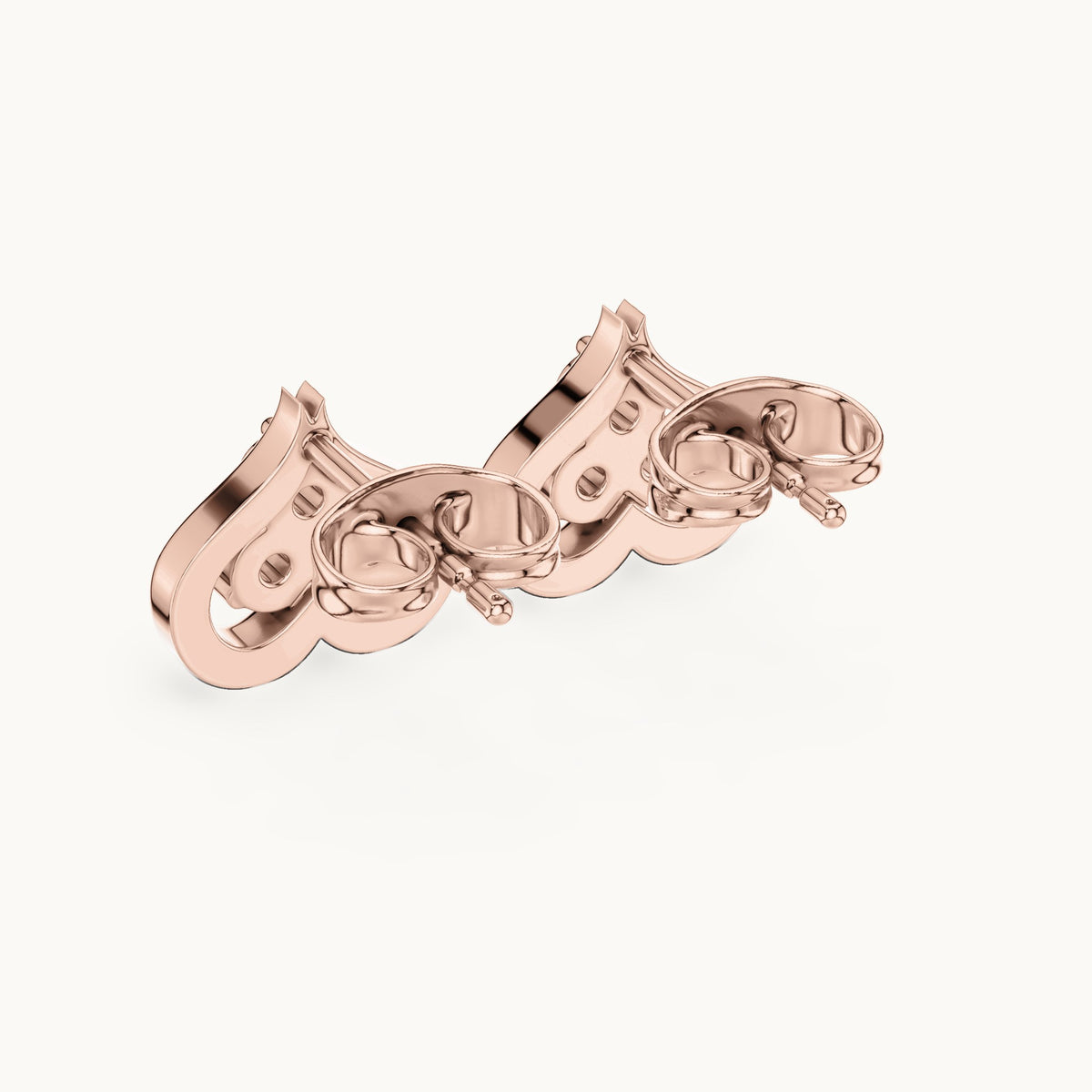 Round lab-grown diamond open heart trio stud earrings in rose gold, 0.24 CT TW, view 3