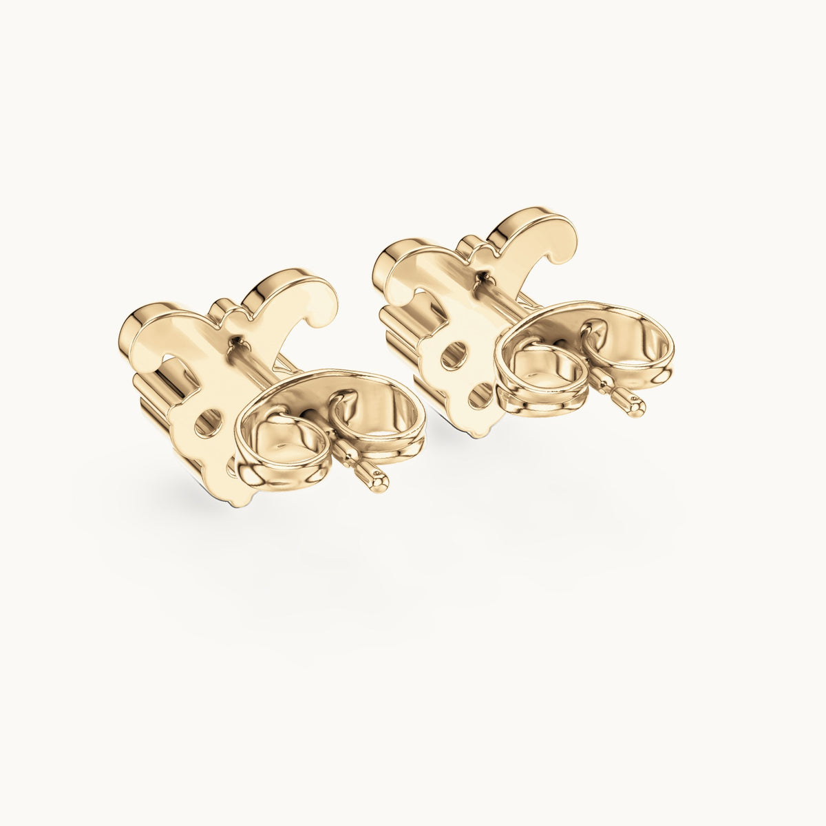 Round lab-grown diamond scroll trio cluster stud earrings in yellow gold, 0.30 CT TW, view 3