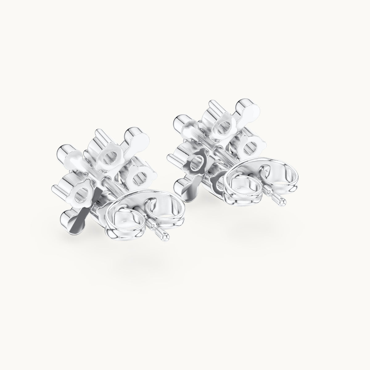 Round lab-grown diamond snowflake cluster stud earrings in white gold, 0.33 CT TW, view 3