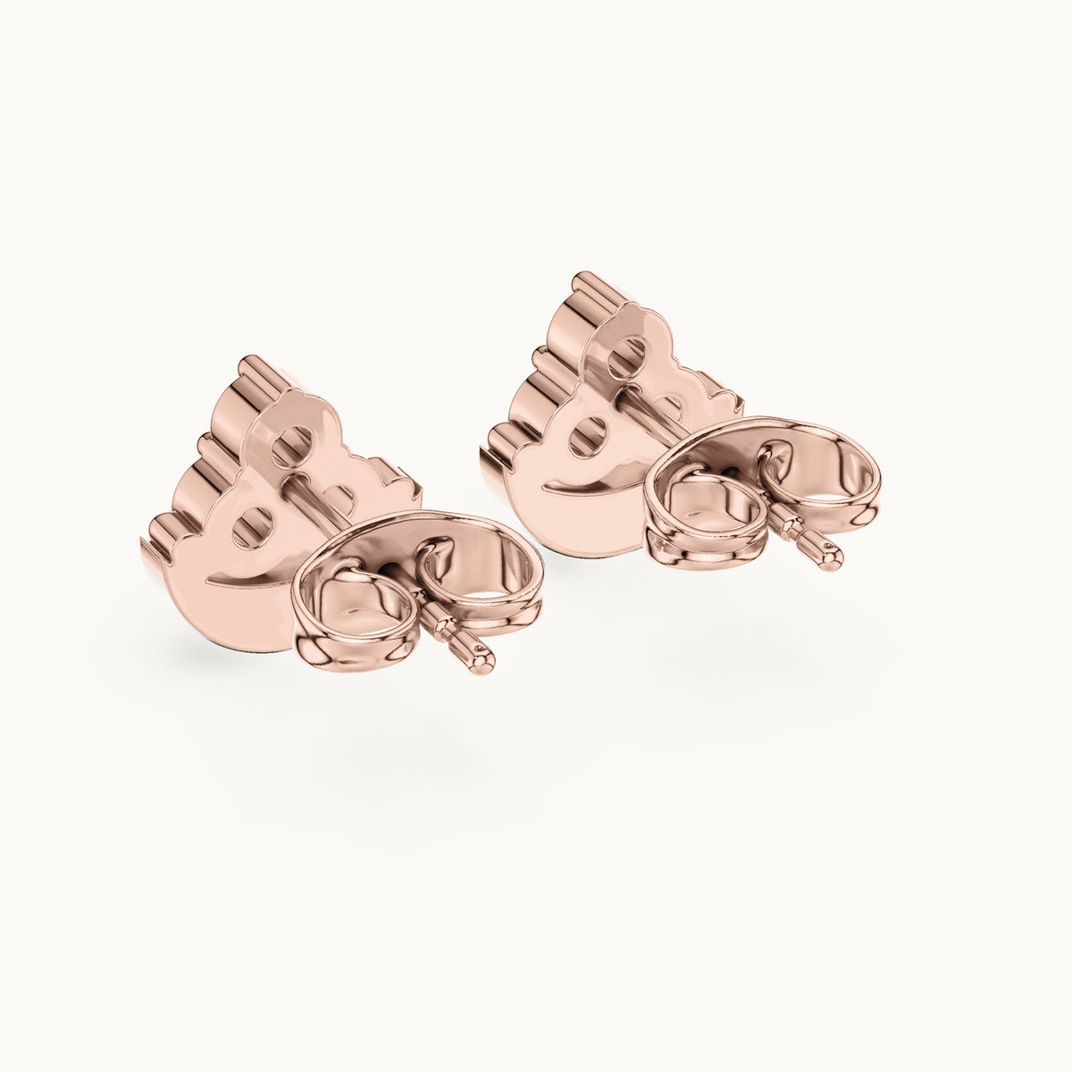 Round lab-grown diamond crescent trio cluster stud earrings in rose gold, 0.36 CT TW, view 3