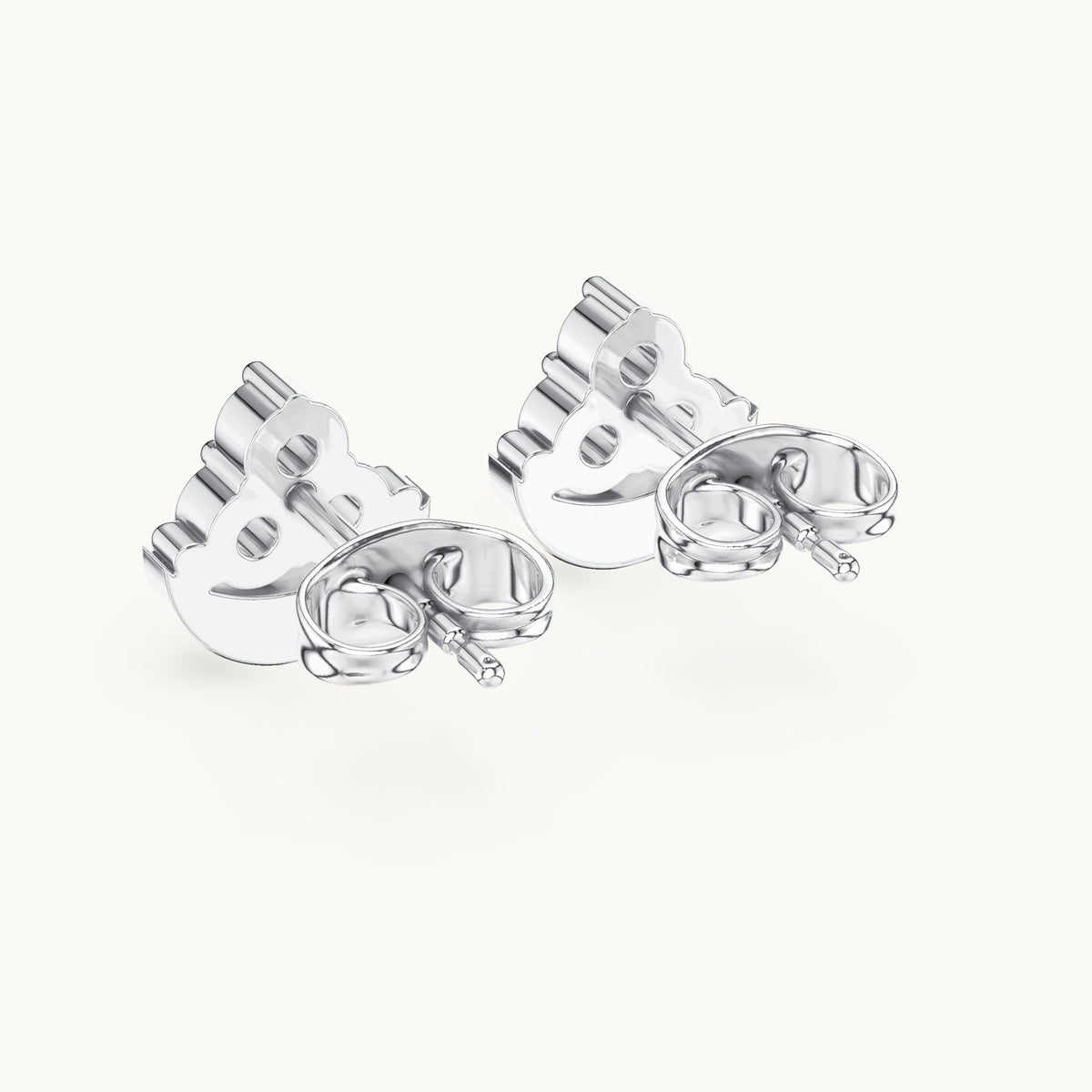 Round lab-grown diamond crescent trio cluster stud earrings in white gold, 0.36 CT TW, view 3