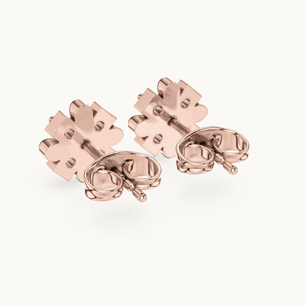 Round lab-grown diamond flower cluster stud earrings in rose gold, 0.31 CT TW, view 3