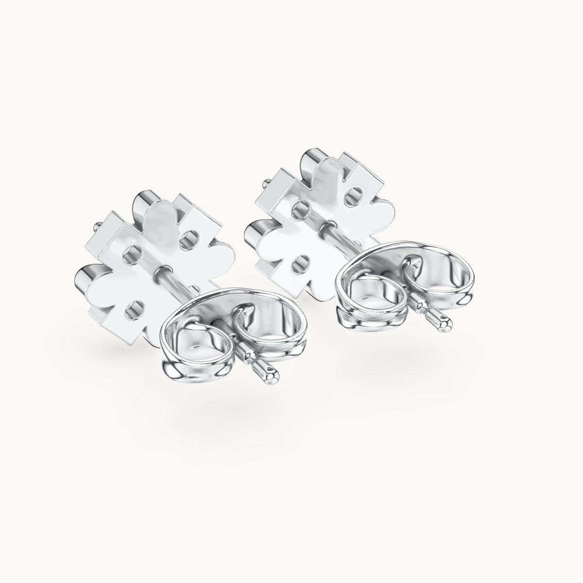 Round lab-grown diamond flower cluster stud earrings in white gold, 0.31 CT TW, view 3