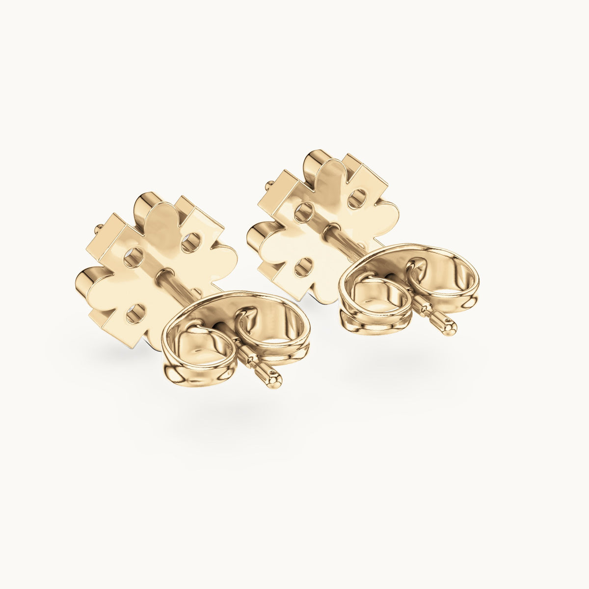 Round lab-grown diamond flower cluster stud earrings in yellow gold, 0.31 CT TW, view 3