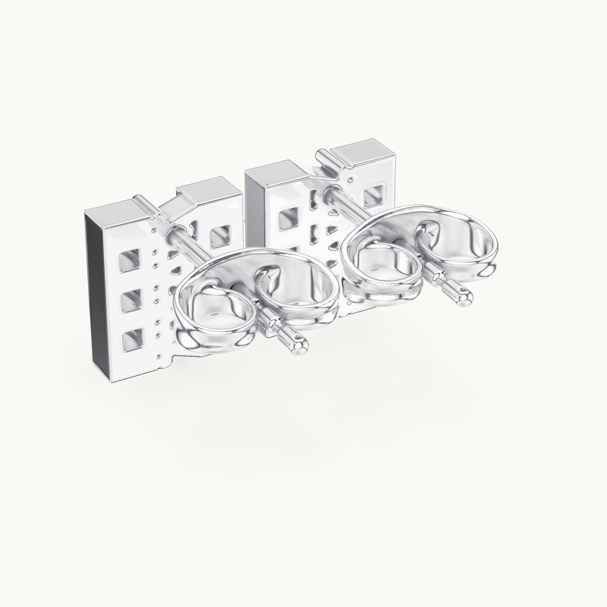 Round lab-grown diamond bar stud earrings in white gold, 0.30 CT TW, view 3
