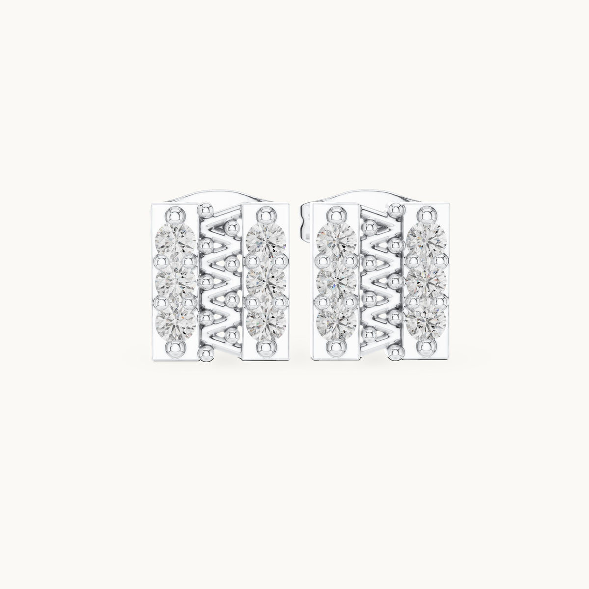 Round lab-grown diamond bar stud earrings in white gold, 0.30 CT TW, view 4