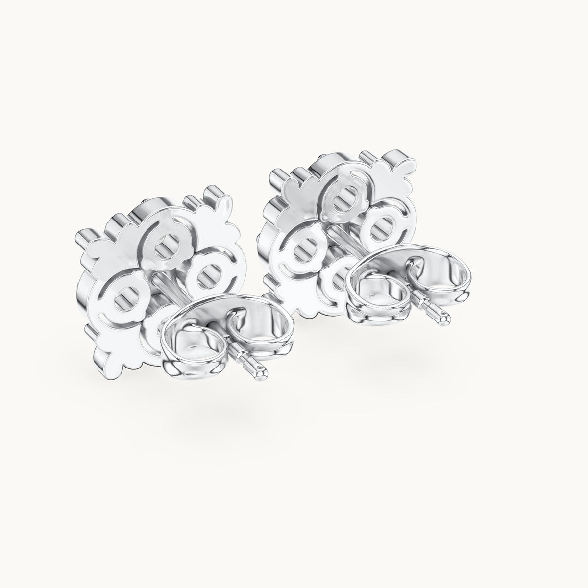 Round lab-grown diamond cluster stud earrings in white gold, 0.36 CT TW, view 3