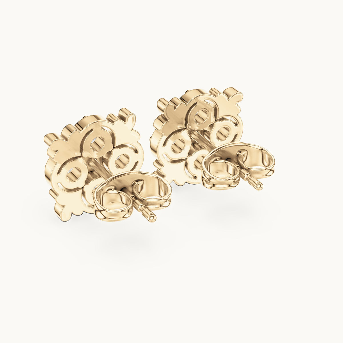 Round lab-grown diamond cluster stud earrings in yellow gold, 0.36 CT TW, view 3
