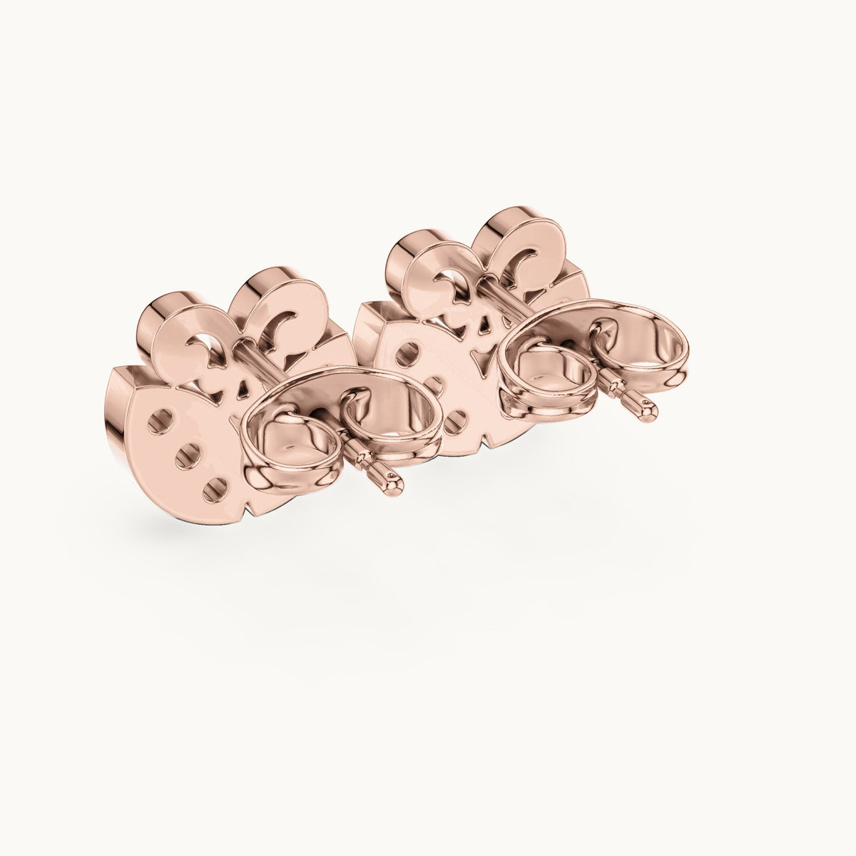 Round lab-grown diamond heart stud earrings in rose gold, 0.30 CT TW, view 3