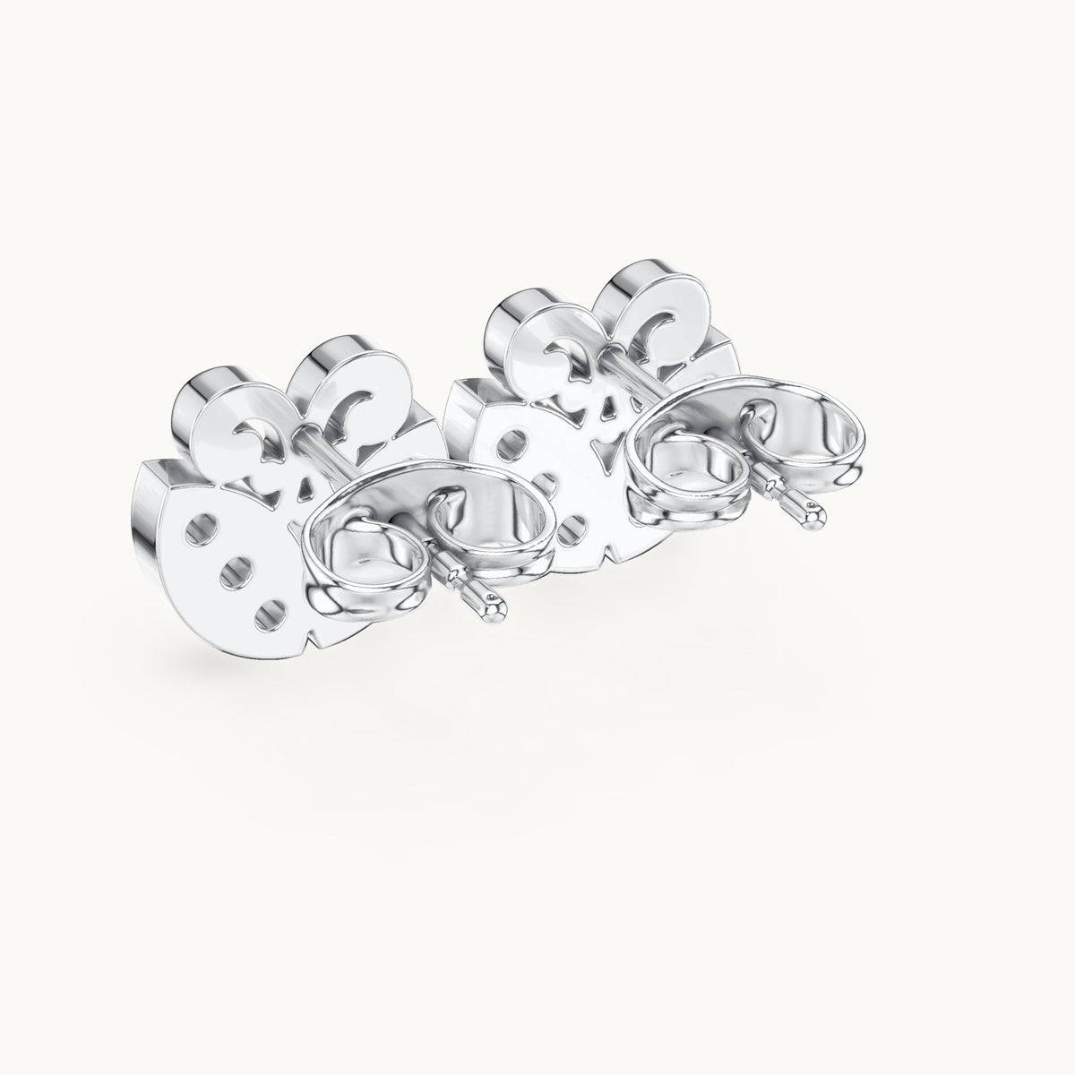 Round lab-grown diamond heart stud earrings in white gold, 0.30 CT TW, view 3