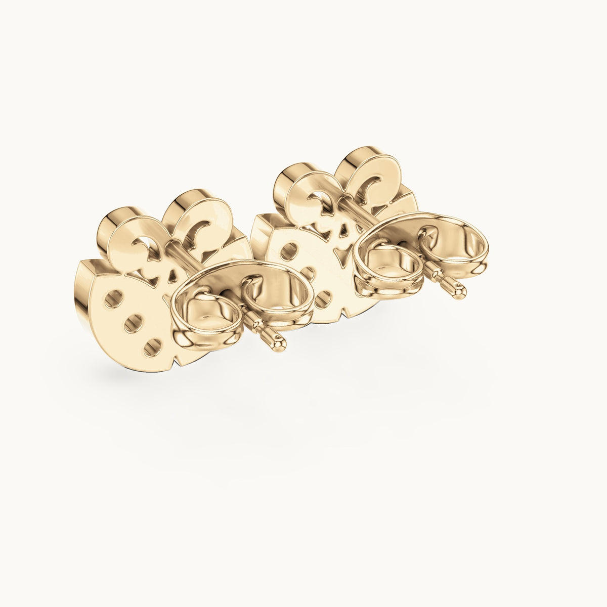 Round lab-grown diamond heart stud earrings in yellow gold, 0.30 CT TW, view 3