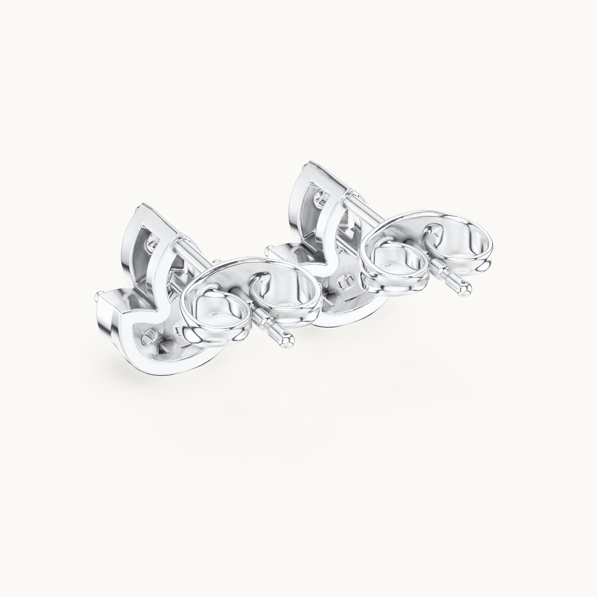 Round lab-grown diamond lotus stud earrings in white gold, 0.36 CT TW, view 3