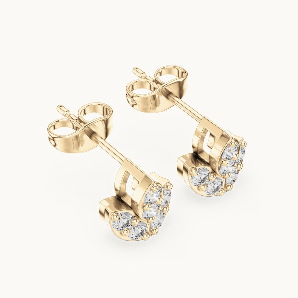 Round lab-grown diamond lotus stud earrings in yellow gold, 0.36 CT TW, view 2