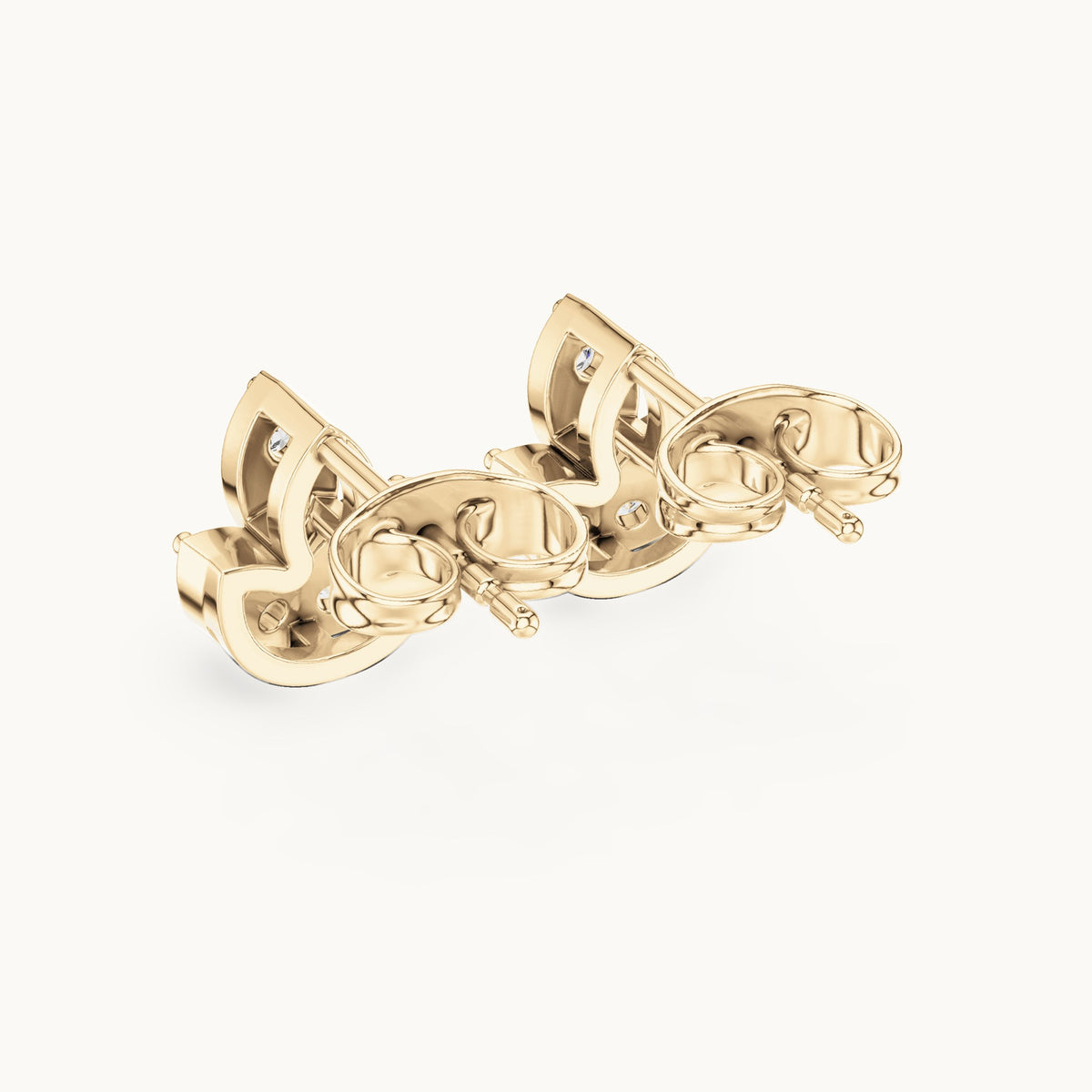 Round lab-grown diamond lotus stud earrings in yellow gold, 0.36 CT TW, view 3