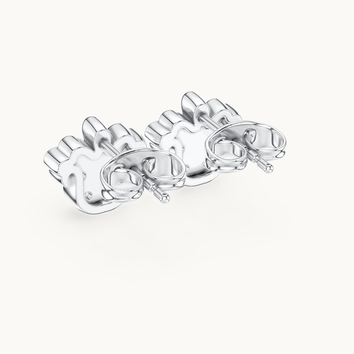 Round lab-grown diamond floral scroll stud earrings in white gold, 0.28 CT TW, view 3