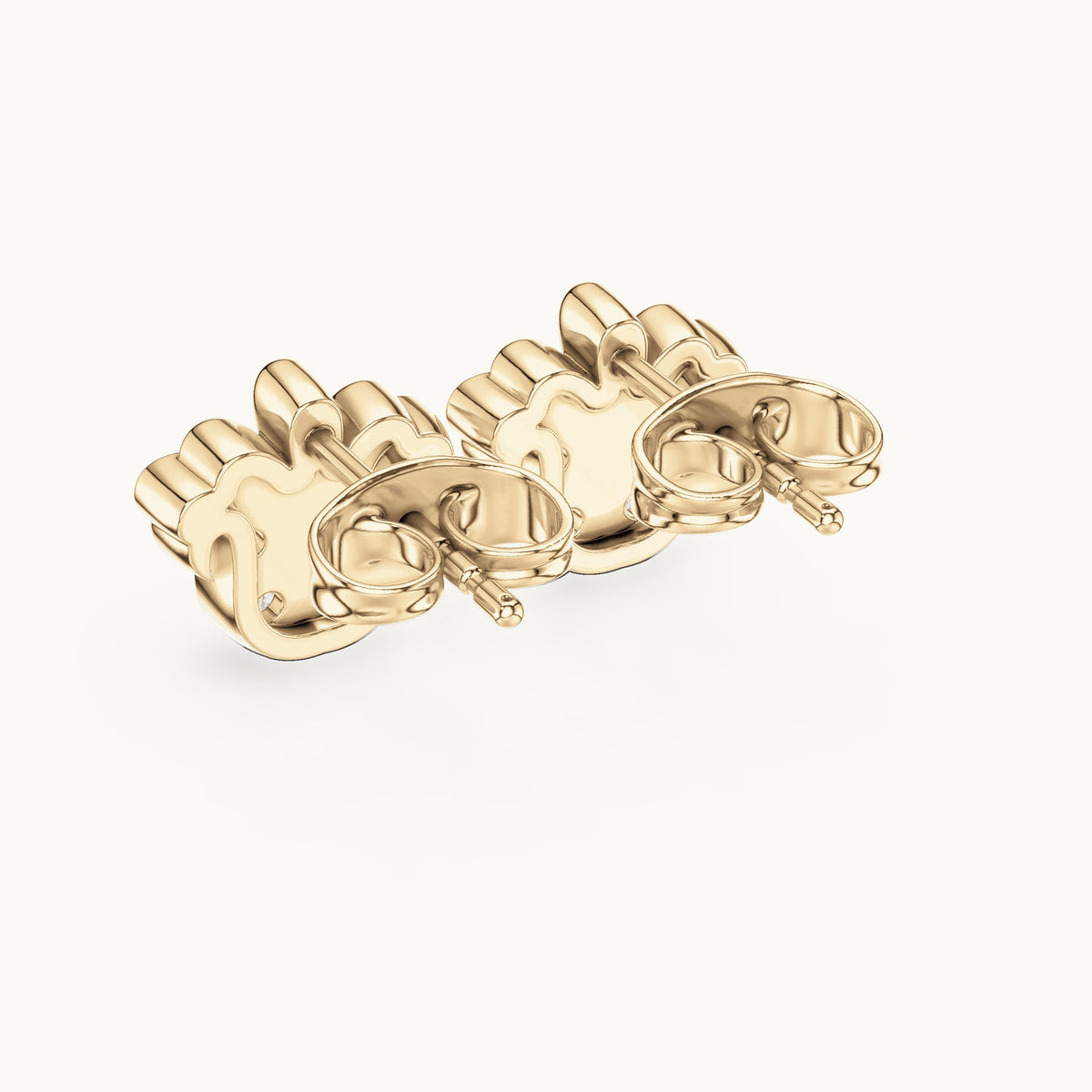Round lab-grown diamond floral scroll stud earrings in yellow gold, 0.28 CT TW, view 3