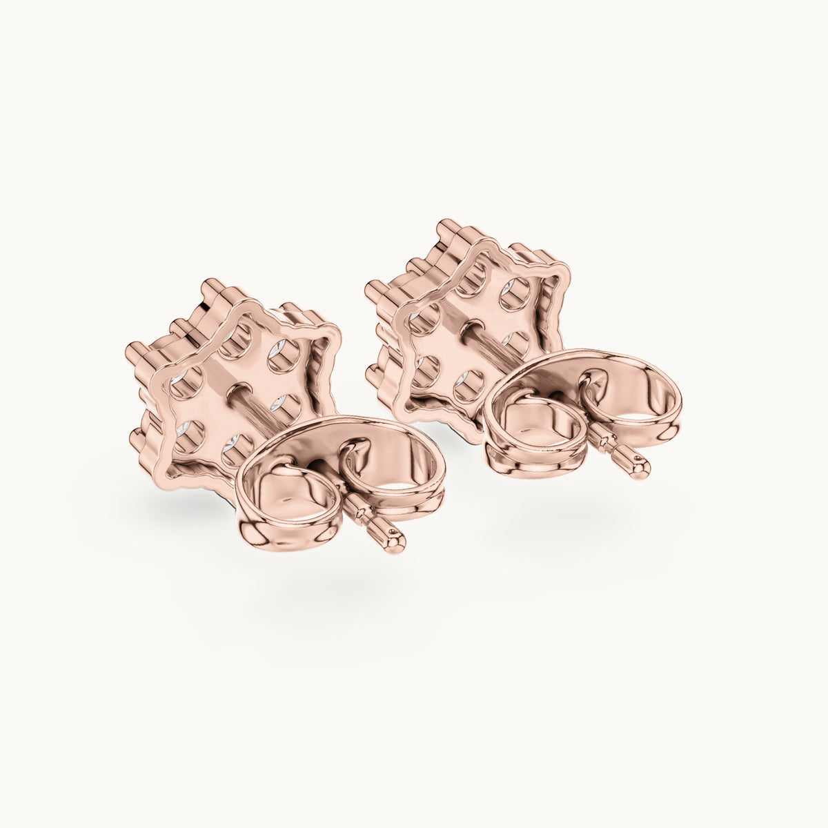 Round lab-grown diamond cluster stud earrings in rose gold, 0.31 CT TW, view 3