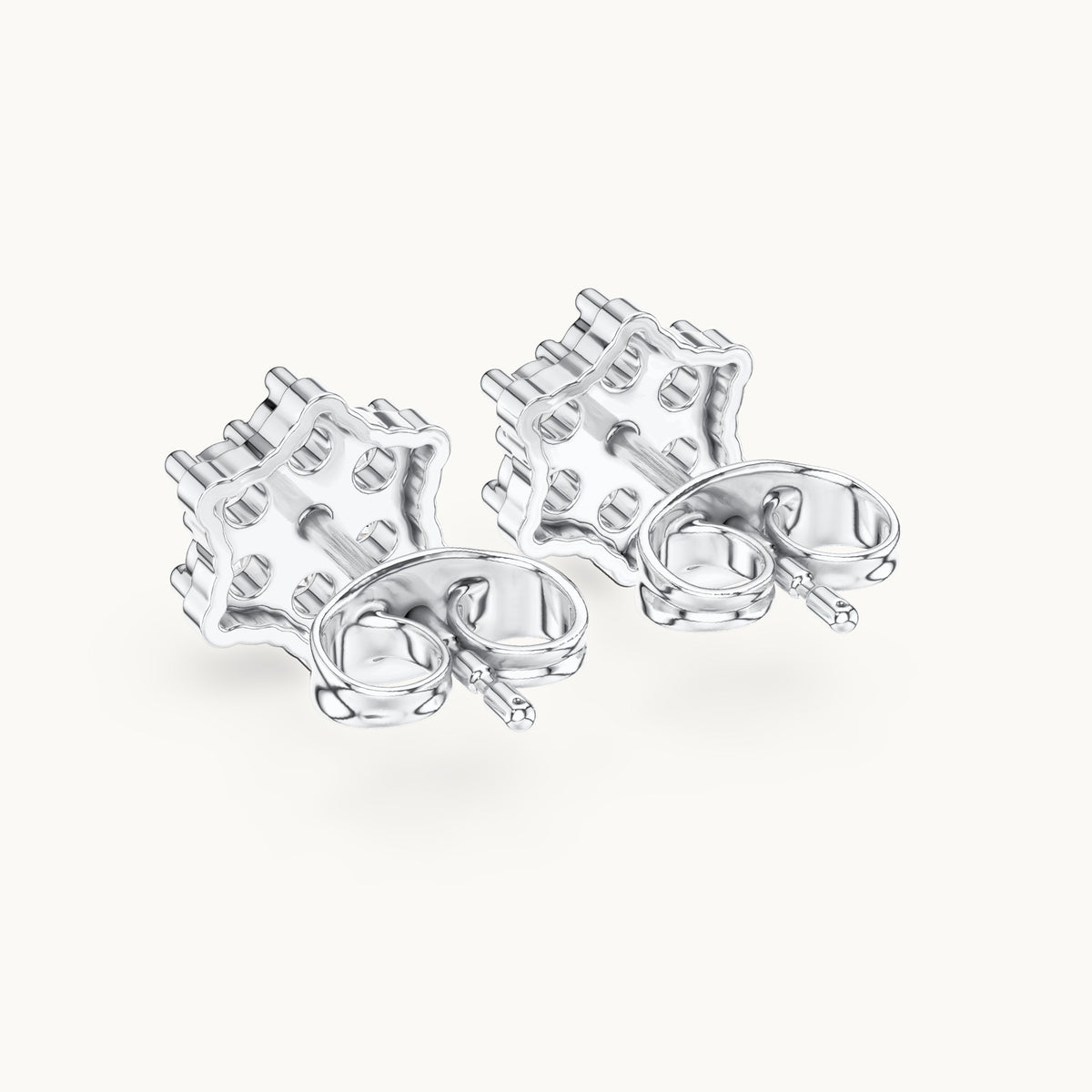 Round lab-grown diamond cluster stud earrings in white gold, 0.31 CT TW, view 3