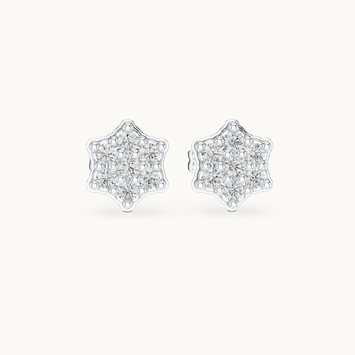 Round lab-grown diamond cluster stud earrings in white gold, 0.31 CT TW, view 4
