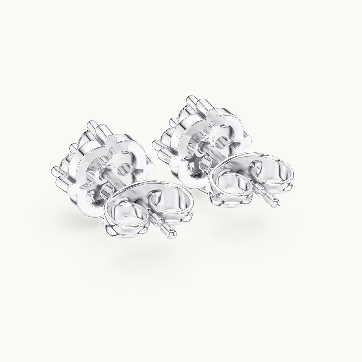 Round lab-grown diamond cluster stud earrings in white gold, 0.48 CT TW, view 3