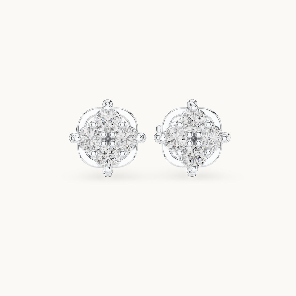 Round lab-grown diamond cluster stud earrings in white gold, 0.48 CT TW, view 4