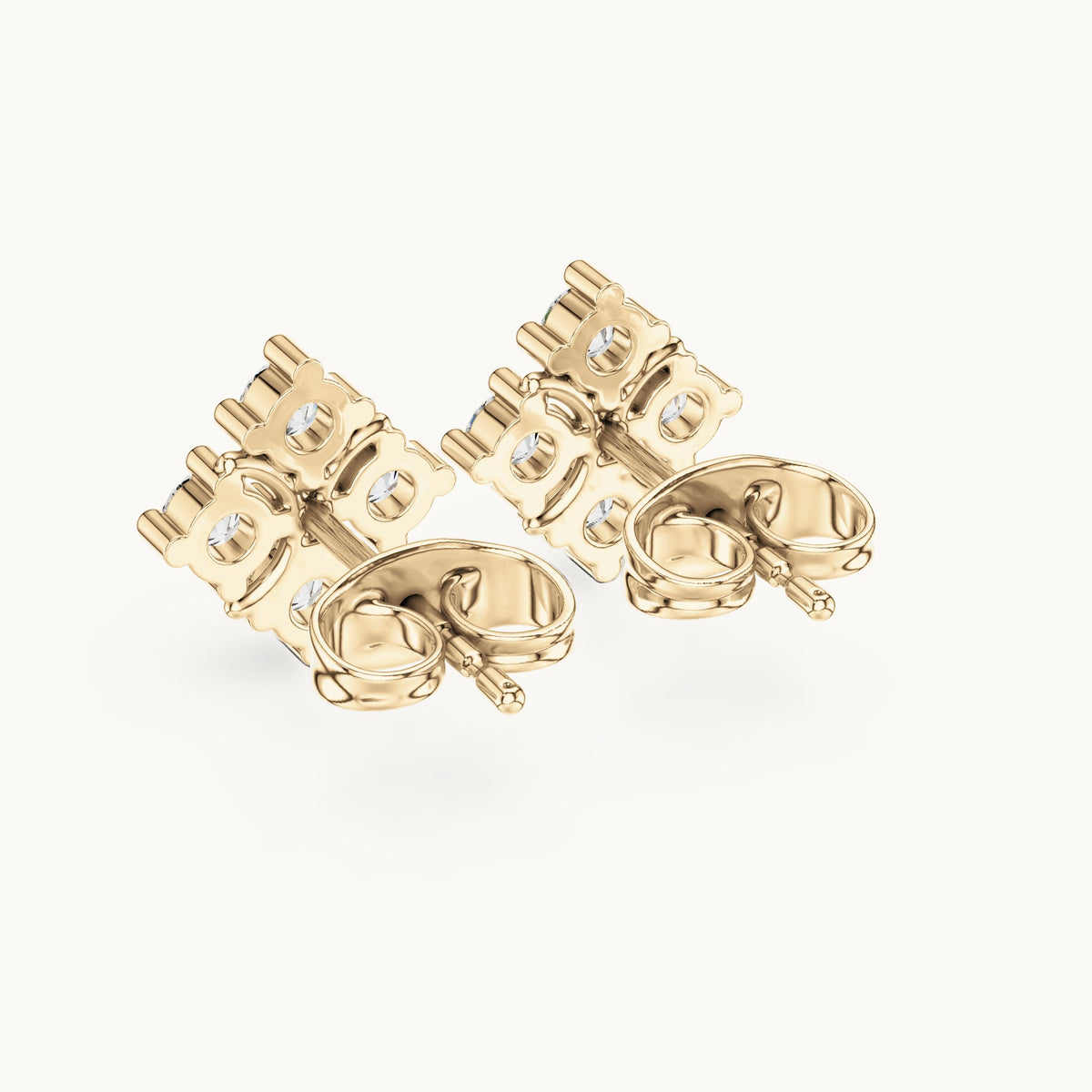 Round lab-grown diamond geometric cluster stud earrings in yellow gold, 0.52 CT TW, view 3