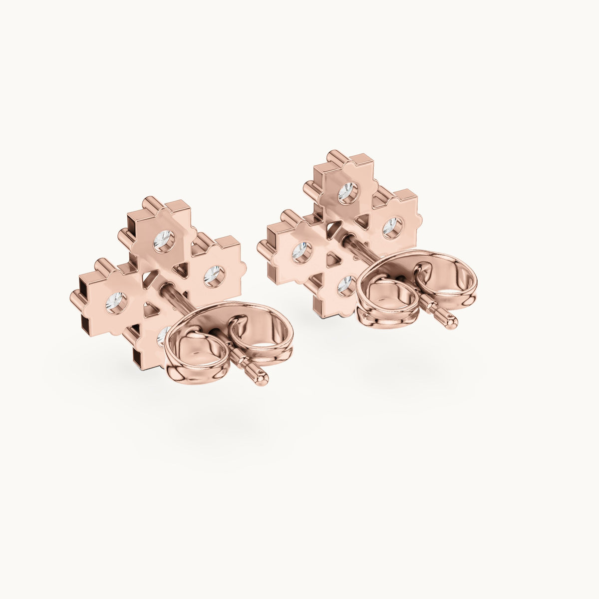 Round lab-grown diamond cluster stud earrings in rose gold, 0.52 CT TW, view 3
