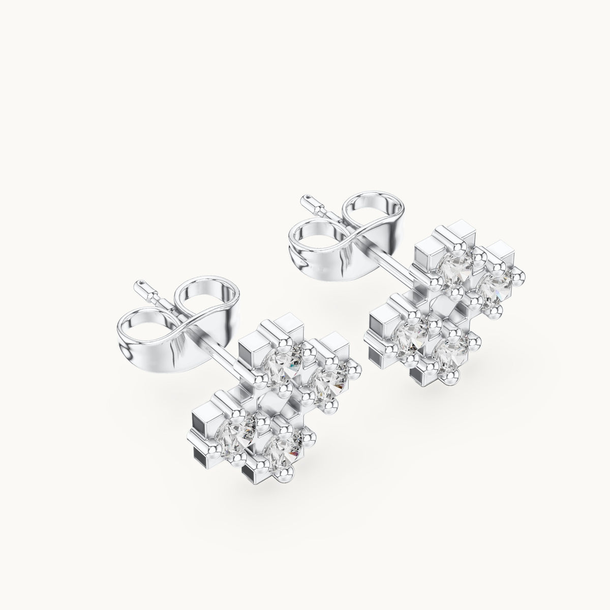 Round lab-grown diamond cluster stud earrings in white gold, 0.52 CT TW, view 2