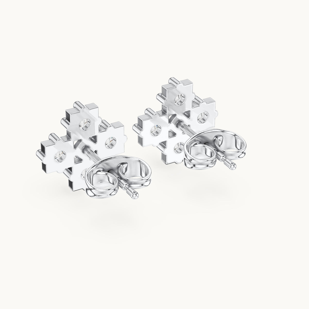 Round lab-grown diamond cluster stud earrings in white gold, 0.52 CT TW, view 3