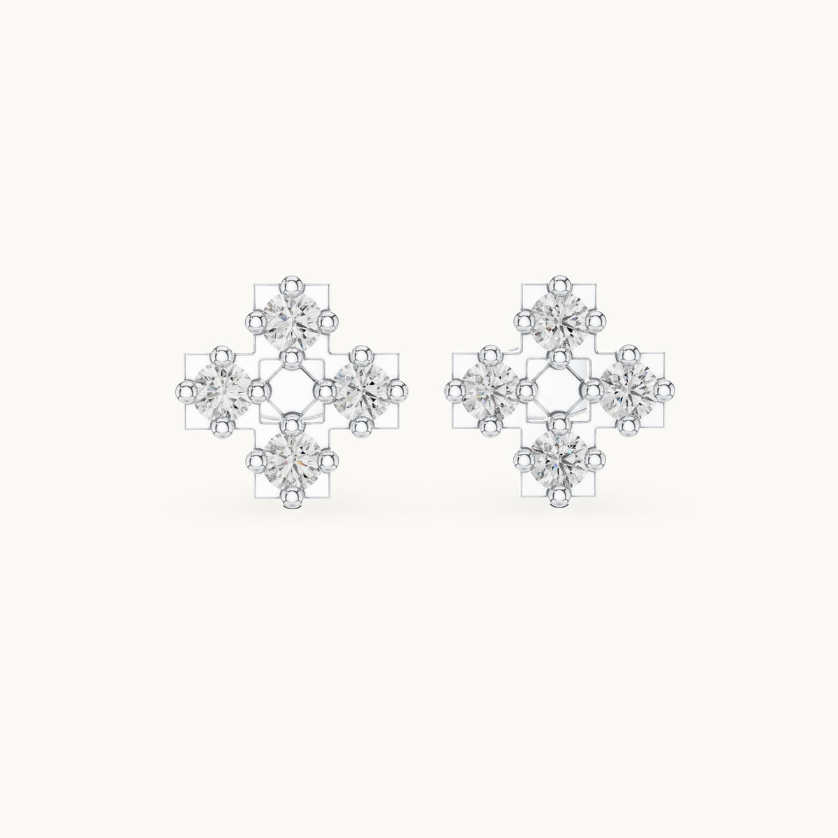 Round lab-grown diamond cluster stud earrings in white gold, 0.52 CT TW, view 4