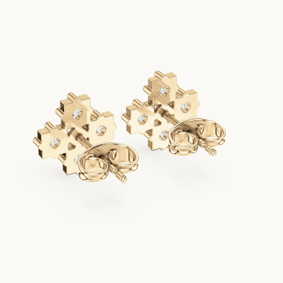 Round lab-grown diamond cluster stud earrings in yellow gold, 0.52 CT TW, view 3