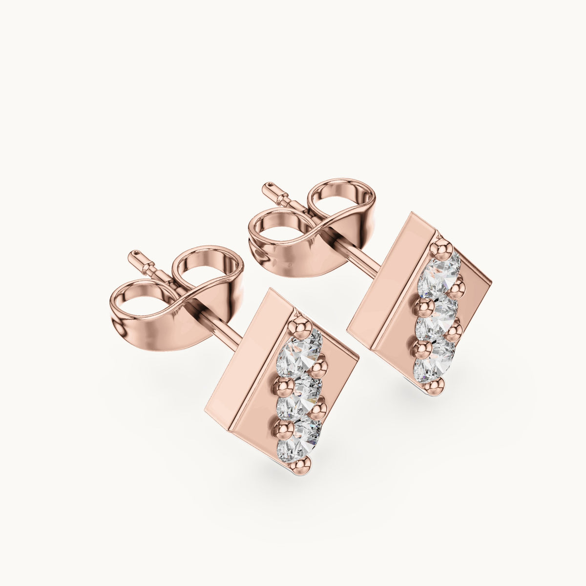 Round lab-grown diamond geometric stud earrings in rose gold, 0.39 CT TW, view 2