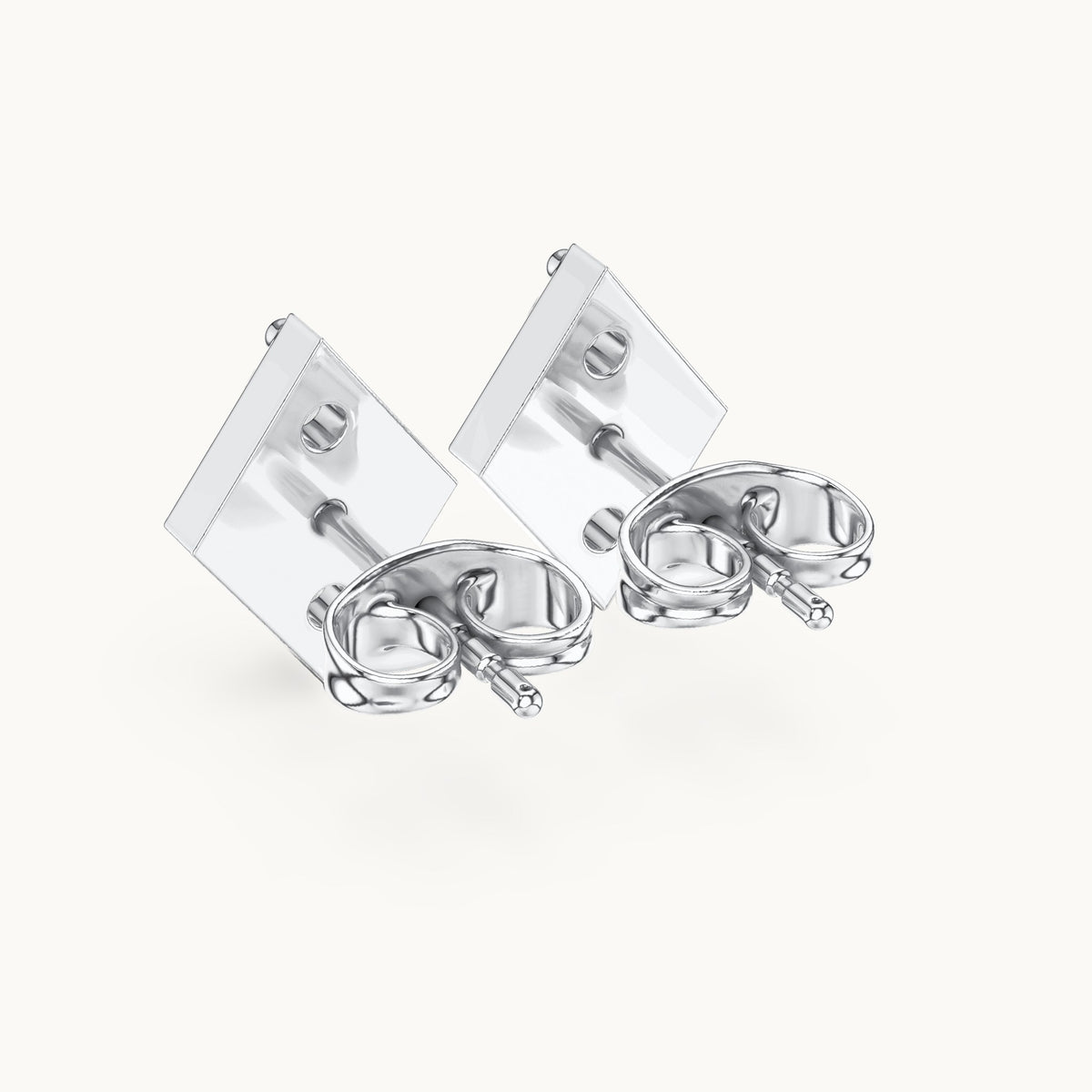 Round lab-grown diamond geometric stud earrings in white gold, 0.39 CT TW, view 3