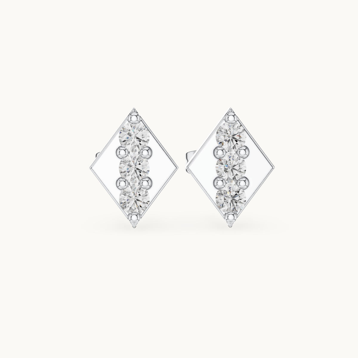 Round lab-grown diamond geometric stud earrings in white gold, 0.39 CT TW, view 4