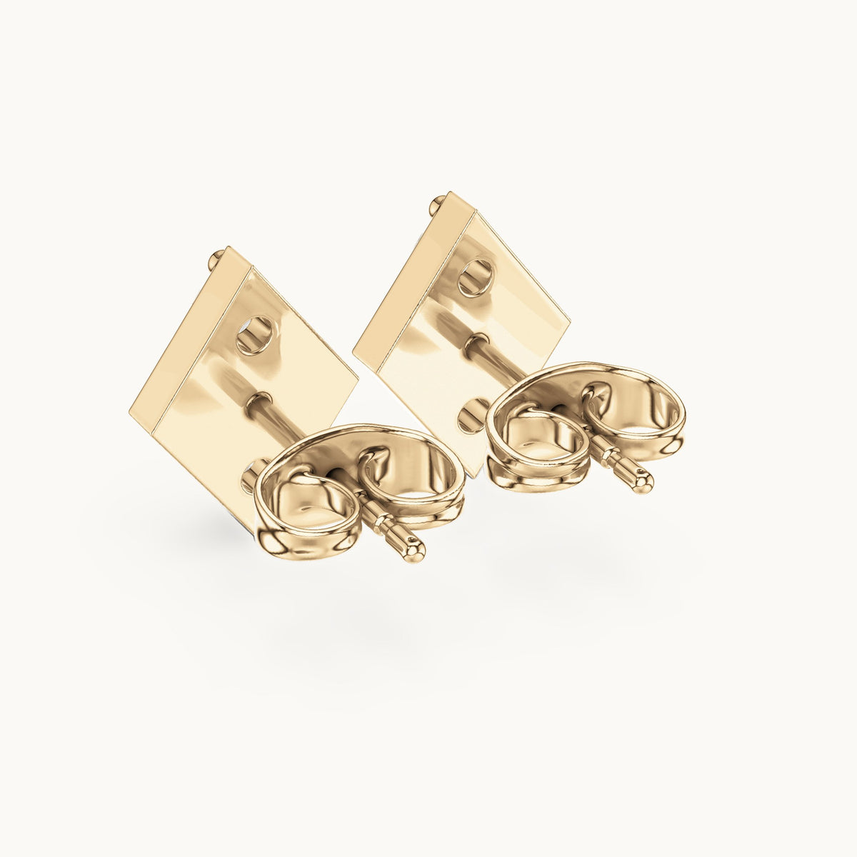 Round lab-grown diamond geometric stud earrings in yellow gold, 0.39 CT TW, view 3
