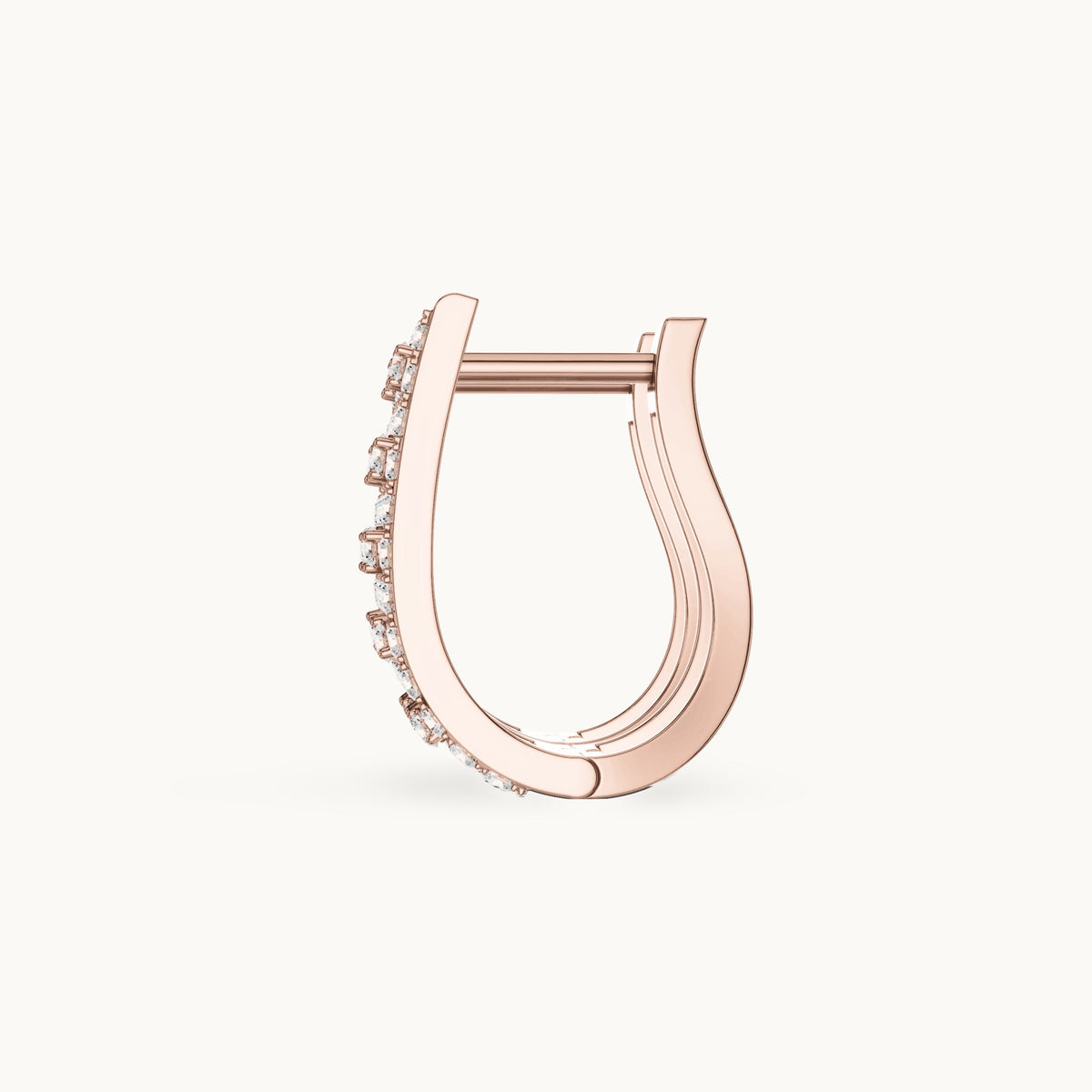 Round lab-grown diamond rectangle frame huggie earrings in rose gold, 0.544 CT TW, view 3