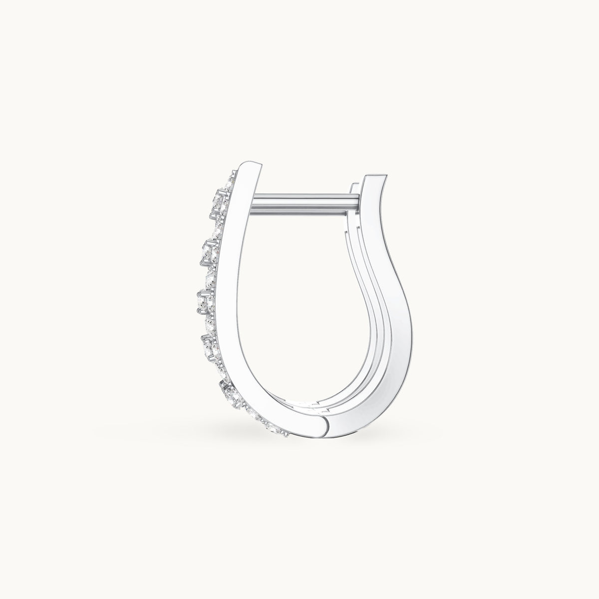 Round lab-grown diamond rectangle frame huggie earrings in white gold, 0.544 CT TW, view 3