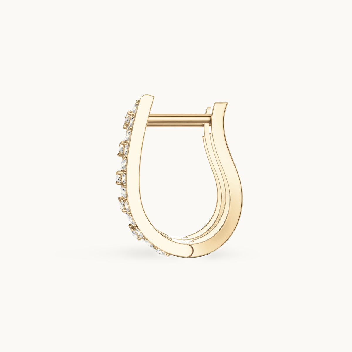 Round lab-grown diamond rectangle frame huggie earrings in yellow gold, 0.544 CT TW, view 3