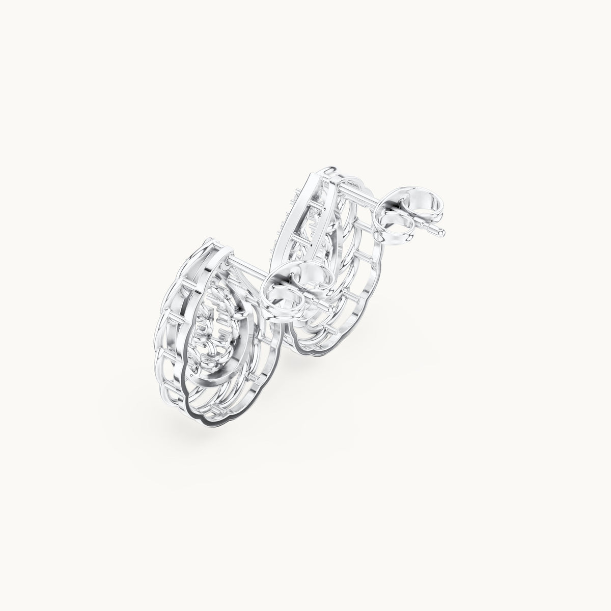 Round lab-grown diamond openwork teardrop stud earrings in white gold, 0.284 CT TW, view 2