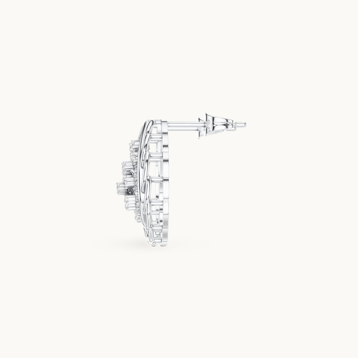 Round lab-grown diamond openwork teardrop stud earrings in white gold, 0.284 CT TW, view 3