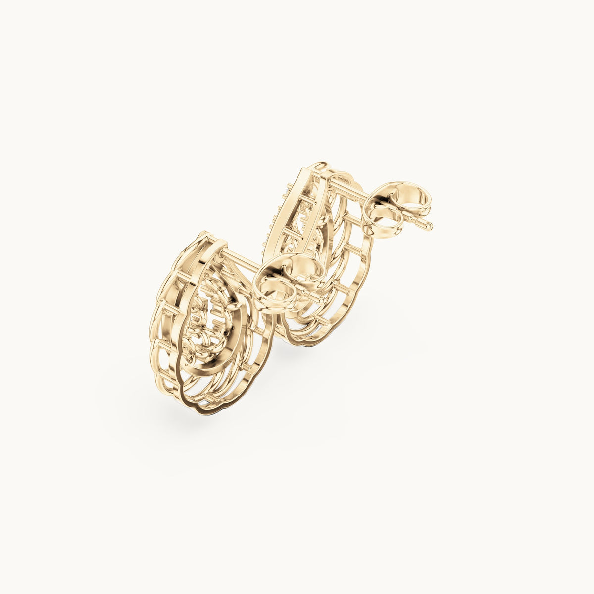 Round lab-grown diamond openwork teardrop stud earrings in yellow gold, 0.284 CT TW, view 2