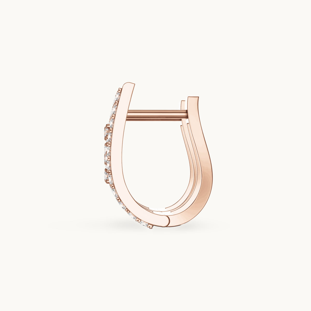Round lab-grown diamond lattice huggie hoop earrings in rose gold, 0.536 CT TW, view 3