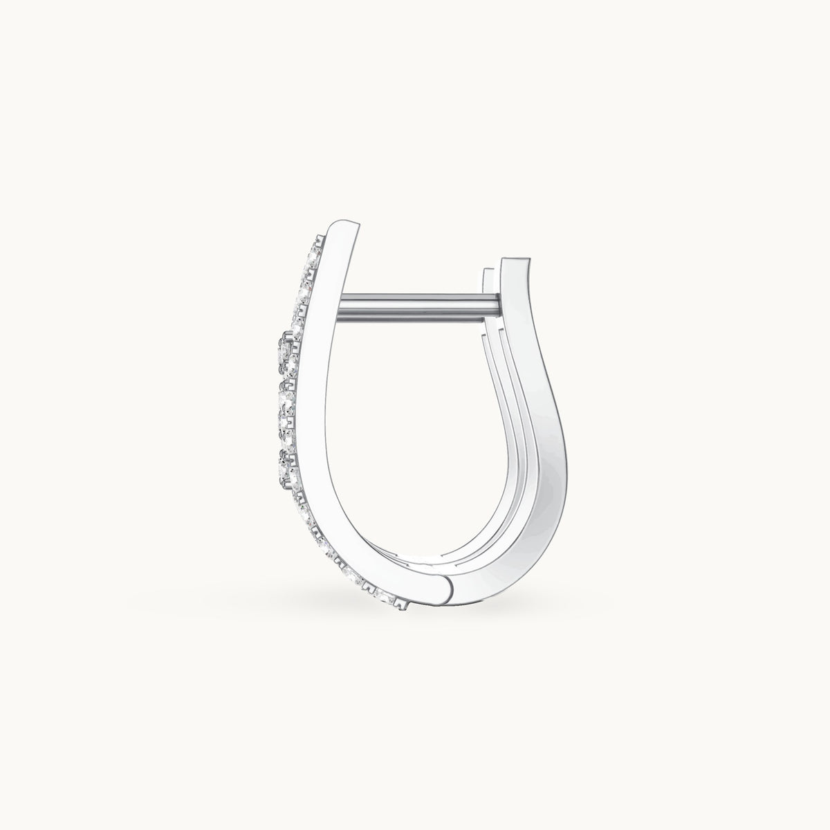 Round lab-grown diamond lattice huggie hoop earrings in white gold, 0.536 CT TW, view 3