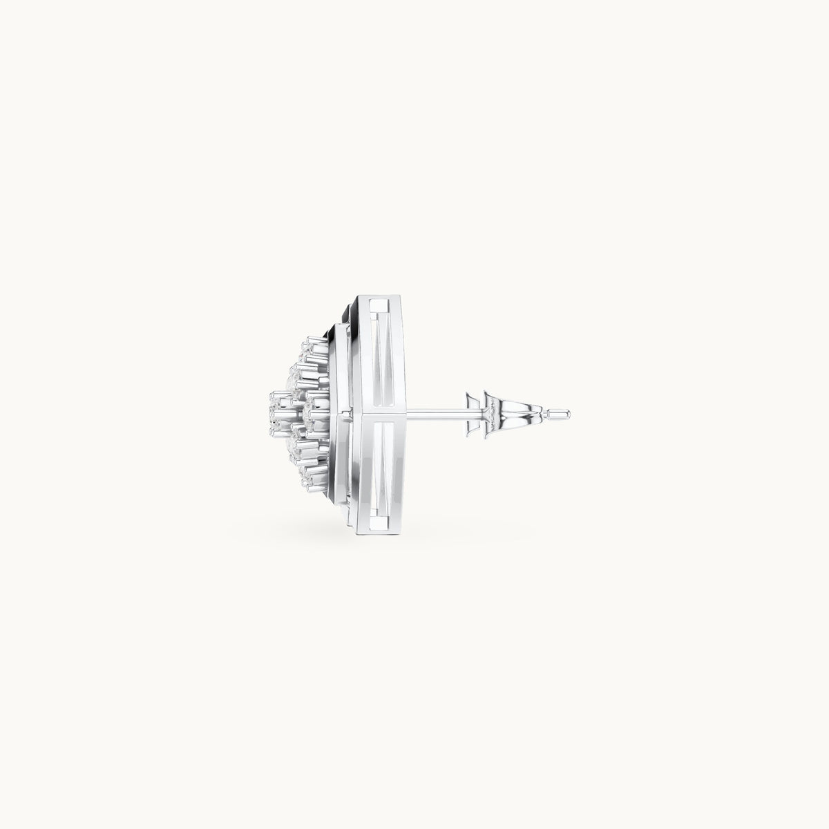 Round lab-grown diamond cushion-shape cluster stud earrings in white gold, 0.64 CT TW, view 3