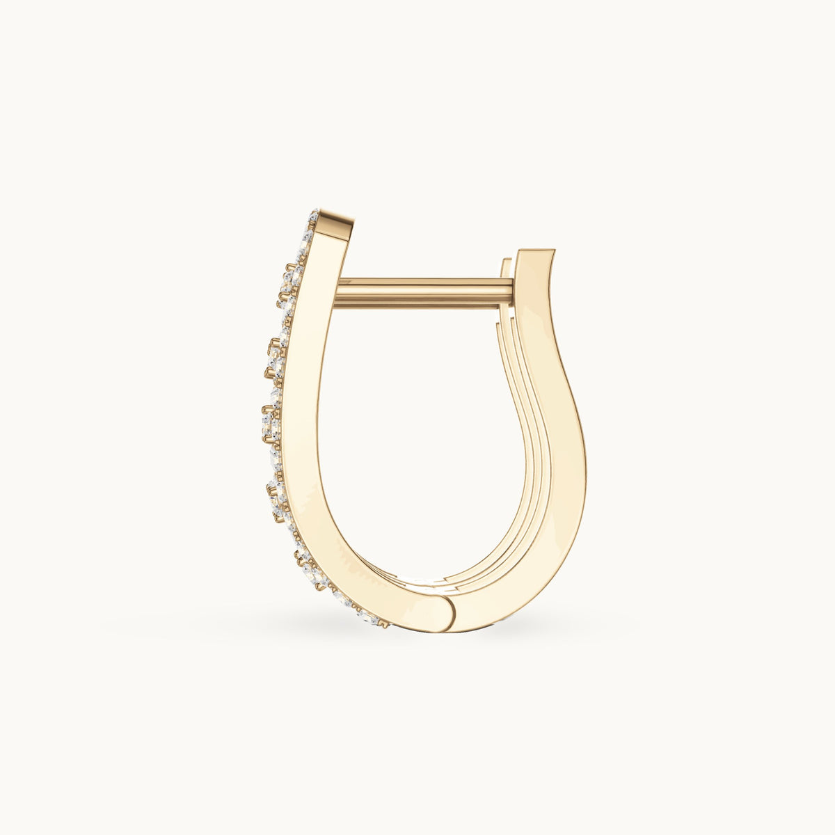 Round lab-grown diamond openwork huggie hoop earrings in yellow gold, 0.394 CT TW, view 3