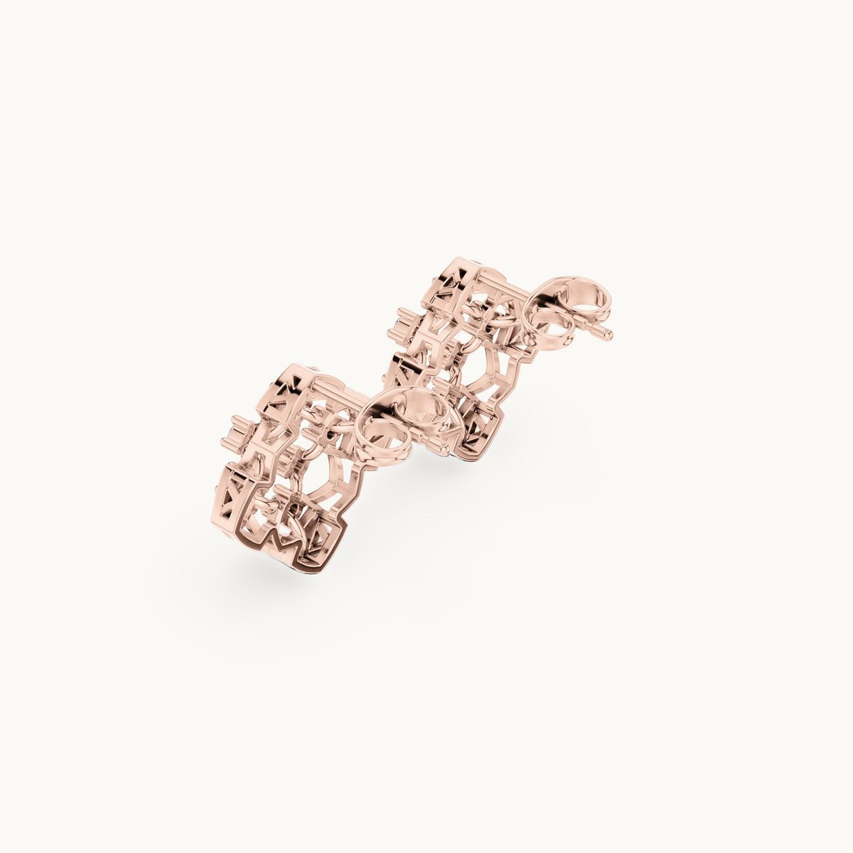 Round lab-grown diamond clover cluster stud earrings in rose gold, 0.63 CT TW, view 2