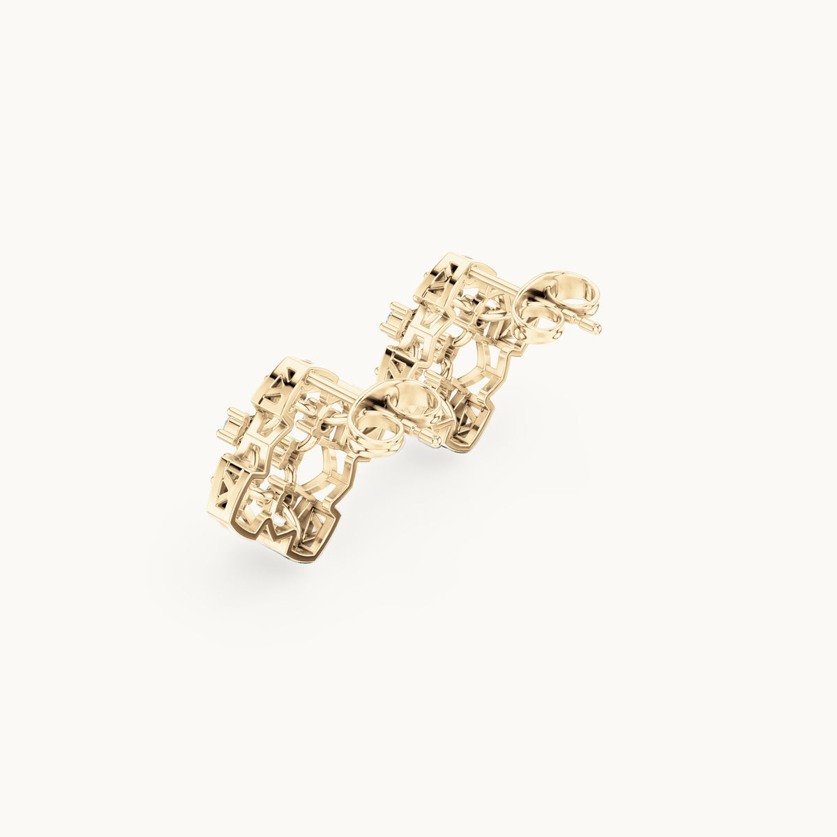 Round lab-grown diamond clover cluster stud earrings in yellow gold, 0.63 CT TW, view 2