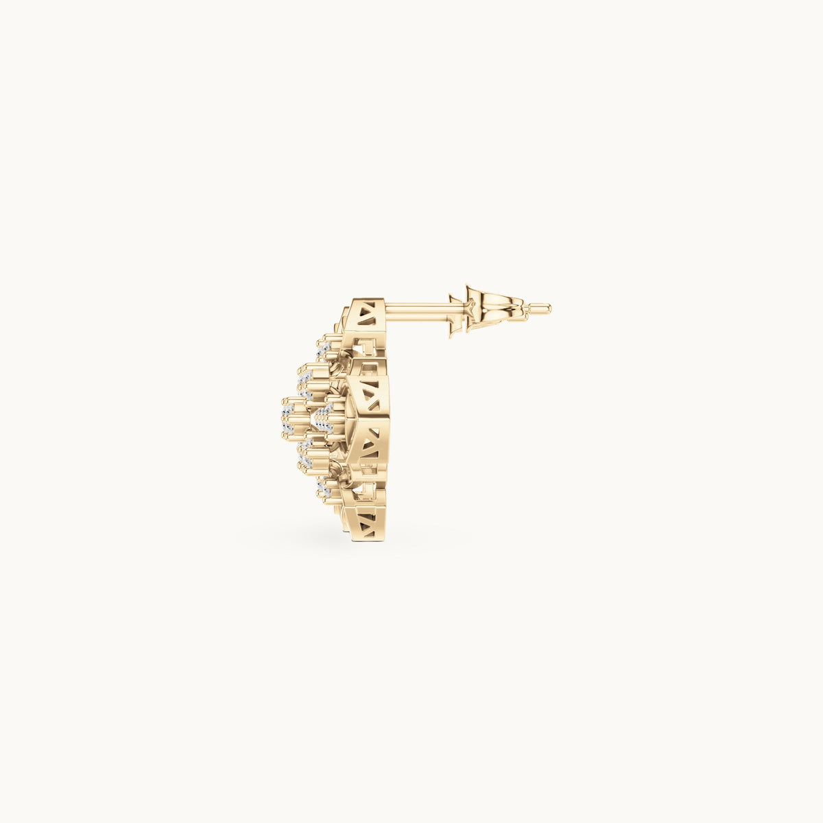 Round lab-grown diamond clover cluster stud earrings in yellow gold, 0.63 CT TW, view 3